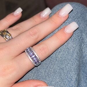 Elegant Silver and Purple Women's Ring